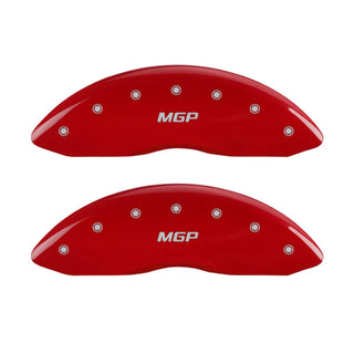 MGP Caliper Covers (FRONT AND REAR): Jeep Grand Cherokee (2003-2004) w/ Red Finish, Silver Characters, MGP Logo