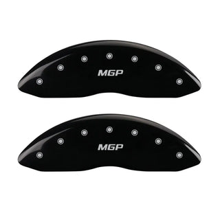 MGP Caliper Covers (FRONT AND REAR): Jeep Grand Cherokee (2003-2004) w/ Black Finish, Silver Characters, MGP Logo