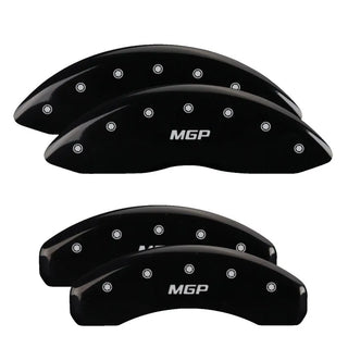 MGP Caliper Covers (FRONT AND REAR): Jeep Grand Cherokee (2003-2004) w/ Black Finish, Silver Characters, MGP Logo