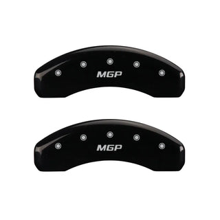 MGP Caliper Covers (FRONT AND REAR): Jeep Grand Cherokee (2003-2004) w/ Black Finish, Silver Characters, MGP Logo