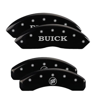 MGP Caliper Covers (FRONT AND REAR): Jeep Wrangler (2003-2006) w/ Black Finish, Silver Characters, MOPAR Logo