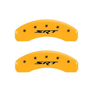 MGP Caliper Covers (FRONT AND REAR): Jeep Wrangler (07-18) / Wrangler JK (18) w/ Black Finish, Silver Characters, JEEP Logo