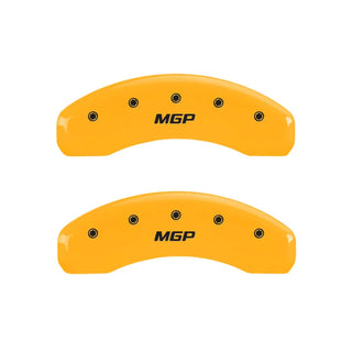 MGP Caliper Covers (FRONT AND REAR): Jeep Wrangler (07-18) / Wrangler JK (18) w/ Yellow Finish, Black Characters, MGP Logo