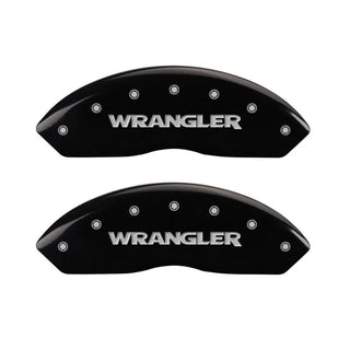 MGP Caliper Covers (F&R): Jeep Wrangler (07-18) / Wrangler JK 2018 w/ Black - Silver Logo