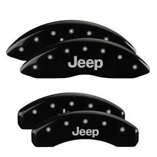 MGP Caliper Covers (F&R): Jeep Wrangler (07-18) / Wrangler JK 2018 w/ Black - Silver Logo