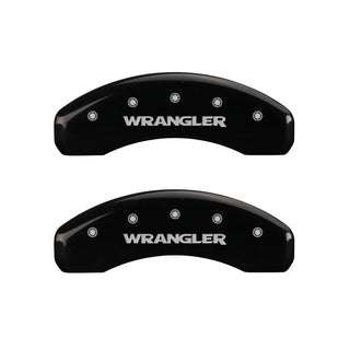 MGP Caliper Covers (F&R): Jeep Wrangler (07-18) / Wrangler JK 2018 w/ Black - Silver Logo