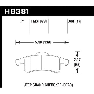 Hawk Performance Brake Pads (REAR): Jeep Grand Cherokee 1999 - 2004