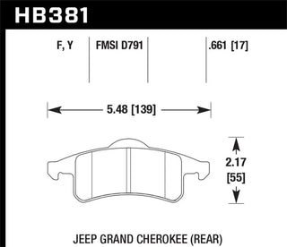 Hawk Performance Brake Pads (REAR): Jeep Grand Cherokee 1999 - 2004