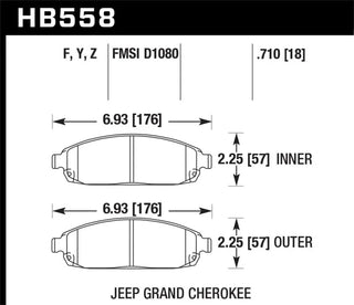Hawk Performance LTS Street Brake Pads (FRONT): Jeep Commander (06-10) / Grand Cherokee (05-10)