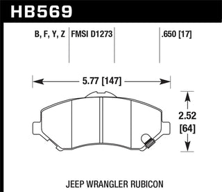 Hawk Performance Ceramic Front Brake Pads: Jeep Wrangler JK 2007-2018