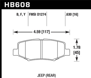 Hawk Performance Brake Pads (REAR): Jeep Wrangler 2.0L / 3.6L (07-18) / Dodge Nitro R/T (07-11)