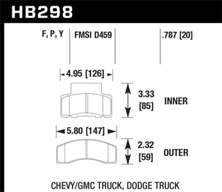 Hawk Performance Brake Pads: Dodge Ram 2500 (94-99) / Ram 3500 (94-99)