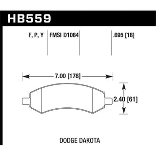 Hawk Performance Brake Pads (FRONT): Dodge Dakota (05-10) / Durango (07-09) / Ram 1500 (06-18) / Dakota (11)