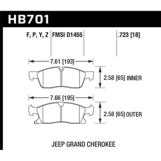 Hawk Performance Super Duty Front Brake Pads: Jeep Grand Cherokee / Durango 2011-21 w/ 5.7L HEMI