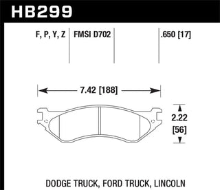 Hawk Perf Super Duty Street Brake Pads (FRONT): Fits Dodge Ram / Durango (94-10)