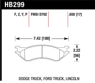 Hawk Perf Ceramic Street Brake Pads (F&R): Fits Dodge Ram / Durango (94-10)