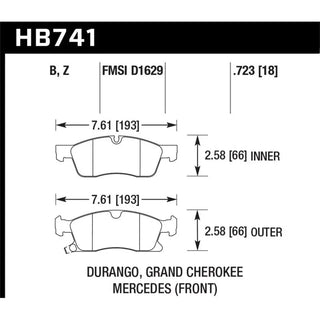 Hawk Performance HPS 5.0 Brake Pads (FRONT): Dodge Durango 3.6L (12-15) / Jeep Grand Cherokee 3.6L (15)