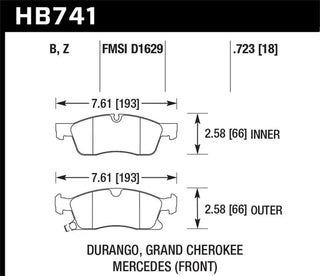 Hawk Performance HPS 5.0 Brake Pads (FRONT): Dodge Durango 3.6L (12-15) / Jeep Grand Cherokee 3.6L (15)