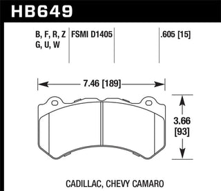 Hawk Race Brake Pads (FRONT): Dodge Challenger 6.2L / 6.4L (18-19) / Charger 3.6L / 5.7L (15-19)