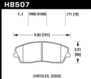 Hawk Performance HPS Front Brake Pads 0.711in (FRONT): Fits Dodge/Chrysler 2005-23 2.7/3.5/3.6L
