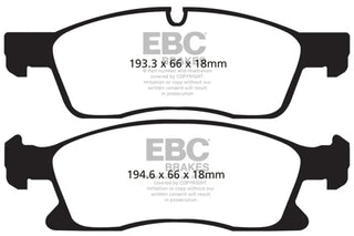 EBC Ultimax2 Front Brake Pads: Dodge Durango (11-25) & Jeep Grand Cherokee (11-21) 3.6L V6