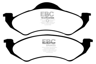 EBC Ultimax2 Front Brake Pads: 1999 Dodge Dakota 2.5L 2WD