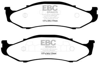 EBC High Rotors Extra Duty Front Brake Pads (FRONT): Jeep Grand Cherokee (97-98) / Wrangler (97-06)