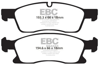 EBC Extra Duty Front Brake Pads: Dodge Durango (11-25) & Jeep Grand Cherokee (11-21) 3.6L V6