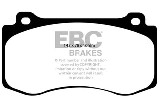 EBC Extra Duty Front Brake Pads: Jeep Grand Cherokee 6.1L SRT8 2006 - 2010