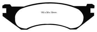 EBC Yellowstuff Front Brake Pads: Dodge B1500 (1998) / Ram 1500 (2000 - 2002) / Ram 1500 Van (1999 - 2002)