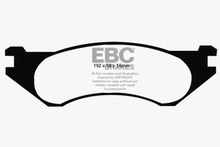 EBC Yellowstuff Front Brake Pads: Dodge B1500 (1998) / Ram 1500 (2000 - 2002) / Ram 1500 Van (1999 - 2002)