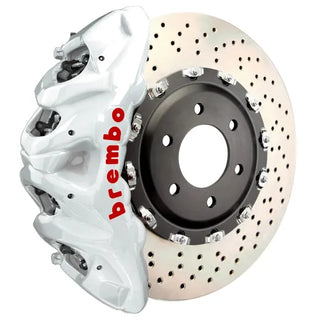 Brembo GT 8-Piston Front Big Brake Kit (White, Drilled): Jeep Grand Cherokee 2022 - 2025 (All Models, Including L)