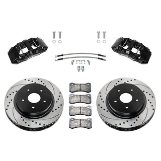 Wilwood Aero6-DM Front Big Brake Kit Drilled Rotors (FRONT): RAM 1500 2013-2018 2WD Black Calipers