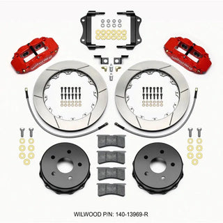 Wilwood Narrow Superlite 4-Piston Rear Big Brake Kit (Red Calipers, Slotted 12.88" Rotors): Jeep Wrangler JK 2007 - 2018