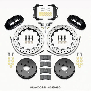 Wilwood Narrow Superlite 4-Piston Rear Big Brake Kit (Black Calipers, Drilled 12.88" Rotors): Jeep Wrangler JK 2007 - 2018