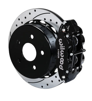 Wilwood Narrow Superlite 4-Piston Rear Big Brake Kit (Black Calipers, Drilled 12.88" Rotors): Jeep Wrangler JK 2007 - 2018