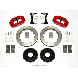 Wilwood Narrow Superlite 4-Piston Front Big Brake Kit (Red Calipers, Slotted 12.88" Rotors): Jeep Wrangler JK 2007 - 2018