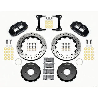 Wilwood Narrow Superlite 4-Piston Front Big Brake Kit (Black Calipers, Drilled 12.88" Rotors): Jeep Wrangler JK 2007 - 2018
