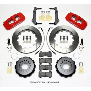 Wilwood AERO4 Rear Big Brake Kit Slotted Rotors (REAR): Dodge Challenger / Charger 12-23 & 300 11-23 3.6/5.7L RWD - Red