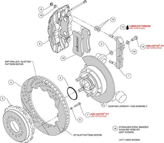 Wilwood AERO4 Rear Big Brake Kit Slotted Rotors (REAR): Dodge Challenger / Charger 12-23 & 300 11-23 3.6/5.7L RWD - Red