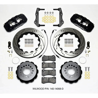 Wilwood AERO4 Rear Big Brake Kit Drilled Rotors (REAR): Dodge Challenger / Charger 12-23 & 300 11-23 3.6/5.7L RWD - Black