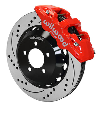 Wilwood AERO6 Front Big Brake Kit Drilled Rotors Red Calipers (FRONT): 12-23 Challenger / Charger / 11-23 300 3.6/5.7L RWD
