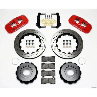 Wilwood AERO4 Rear Big Brake Kit Drilled Rotors Red Calipers (REAR): 05-11 Challenger / Charger / Magnum & 05-10 300 2.7/3.5L RWD