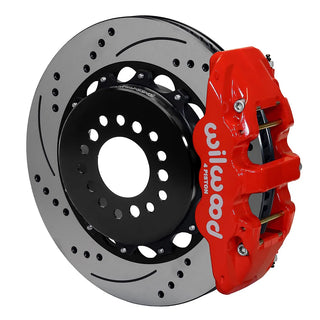 Wilwood AERO4 Rear Big Brake Kit Drilled Rotors Red Calipers (REAR): 05-11 Challenger / Charger / Magnum & 05-10 300 2.7/3.5L RWD