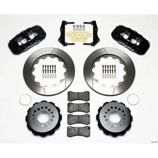 Wilwood AERO4 Rear Big Brake Kit Slotted Rotors Black Calipers (REAR): 05-11 Challenger / Charger / Magnum & 05-10 300 2.7/3.5L RWD