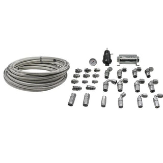 DeatschWerks Stainless Braided Return Plumbing Kit w/ Regulator & Filter: Fits X2 Series Pump Module