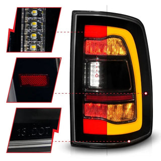 ANZO Sequential LED Taillights w/Switchback (Smoke): Dodge Ram 2009 - 2018 (1500, 2500, 3500)