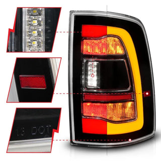 ANZO Sequential LED Taillights w/Switchback (Black): Dodge Ram 2009 - 2018 (1500, 2500, 3500)