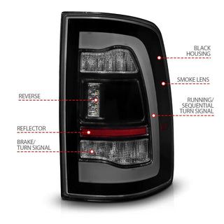 ANZO Sequential LED Taillights (Smoke): Dodge Ram 2009 - 2018 (1500, 2500, 3500)