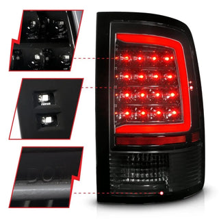 ANZO Full LED Tailights w/ Sequential (Black): Dodge Ram 2009 - 2018 (1500, 2500, 3500)
